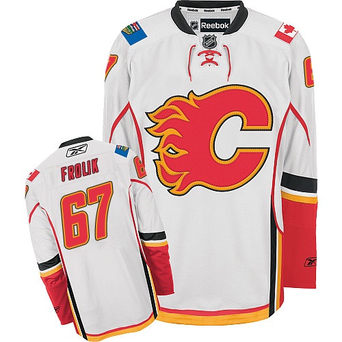 Youth Reebok Calgary Flames #67 Michael Frolik Authentic White Away NHL Jersey