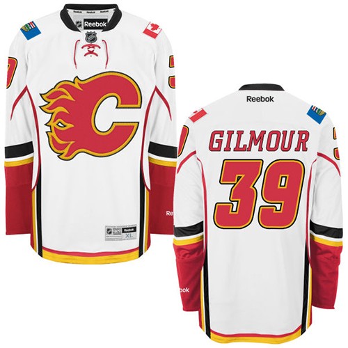 Youth Reebok Calgary Flames #39 Doug Gilmour Authentic White Away NHL Jersey
