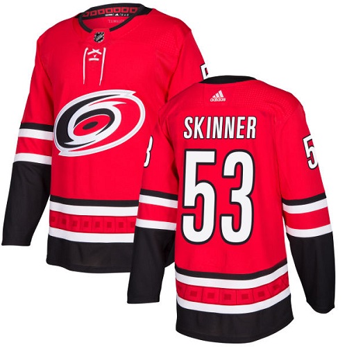Men's Adidas Carolina Hurricanes #53 Jeff Skinner Authentic Red Home NHL Jersey