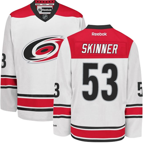 Men's Reebok Carolina Hurricanes #53 Jeff Skinner Authentic White Away NHL Jersey