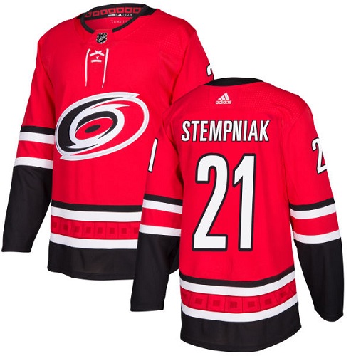 Men's Adidas Carolina Hurricanes #21 Lee Stempniak Authentic Red Home NHL Jersey