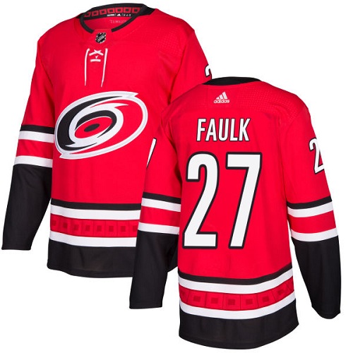 Men's Adidas Carolina Hurricanes #27 Justin Faulk Authentic Red Home NHL Jersey