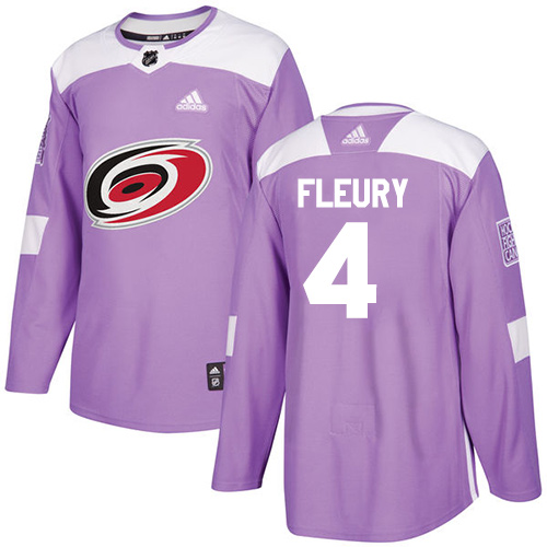 Men's Adidas Carolina Hurricanes #4 Haydn Fleury Authentic Purple Fights Cancer Practice NHL Jersey