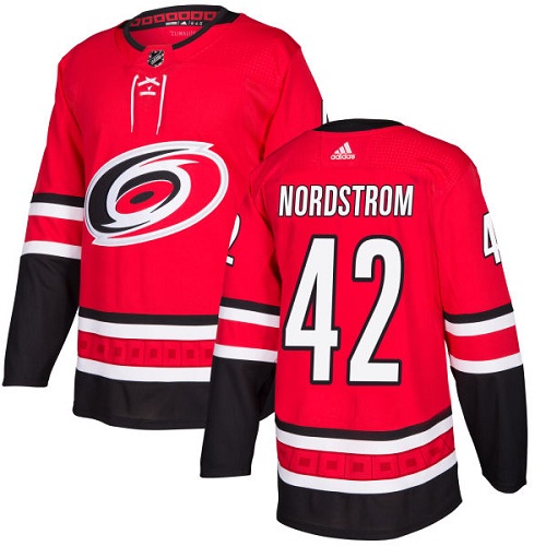 Men's Adidas Carolina Hurricanes #42 Joakim Nordstrom Authentic Red Home NHL Jersey