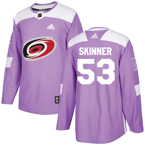 Men's Adidas Carolina Hurricanes #53 Jeff Skinner Authentic Purple Fights Cancer Practice NHL Jersey