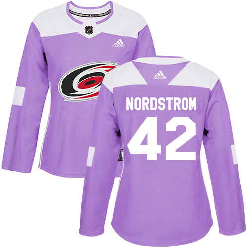 Women's Adidas Carolina Hurricanes #42 Joakim Nordstrom Authentic Purple Fights Cancer Practice NHL Jersey