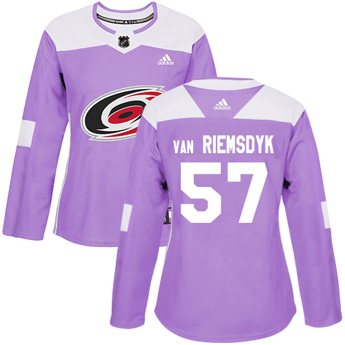 Women's Adidas Carolina Hurricanes #57 Trevor Van Riemsdyk Authentic Purple Fights Cancer Practice NHL Jersey