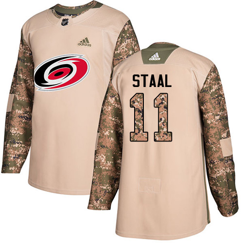 Youth Adidas Carolina Hurricanes #11 Jordan Staal Authentic Camo Veterans Day Practice NHL Jersey