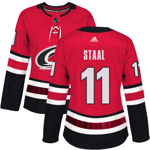 Women's Adidas Carolina Hurricanes #11 Jordan Staal Authentic Red Home NHL Jersey