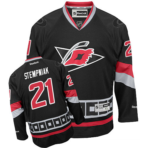 Women's Reebok Carolina Hurricanes #21 Lee Stempniak Authentic Black Third NHL Jersey