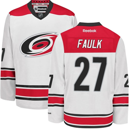 Youth Reebok Carolina Hurricanes #27 Justin Faulk Authentic White Away NHL Jersey