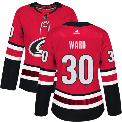 Women's Adidas Carolina Hurricanes #30 Cam Ward Authentic Red Home NHL Jersey