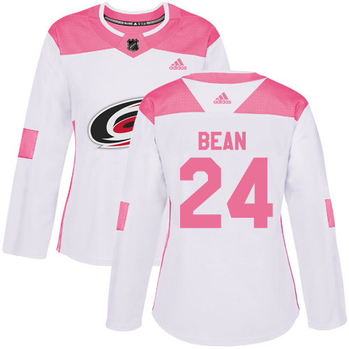 Women's Adidas Carolina Hurricanes #24 Jake Bean Authentic White/Pink Fashion NHL Jersey