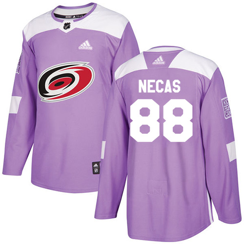 Men's Adidas Carolina Hurricanes #88 Martin Necas Authentic Purple Fights Cancer Practice NHL Jersey