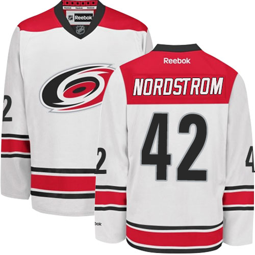 Youth Reebok Carolina Hurricanes #42 Joakim Nordstrom Authentic White Away NHL Jersey