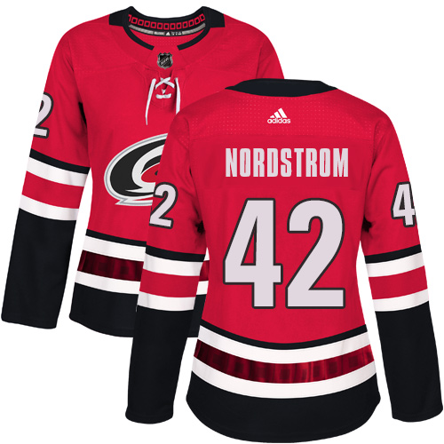 Women's Adidas Carolina Hurricanes #42 Joakim Nordstrom Authentic Red Home NHL Jersey
