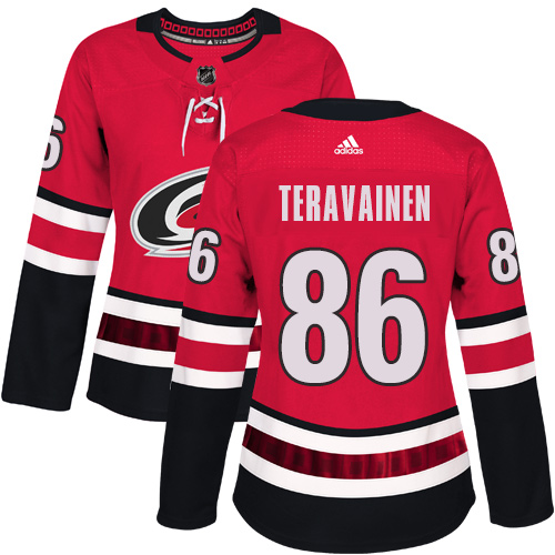 Women's Adidas Carolina Hurricanes #86 Teuvo Teravainen Authentic Red Home NHL Jersey