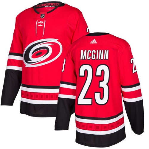Men's Adidas Carolina Hurricanes #23 Brock McGinn Authentic Red Home NHL Jersey