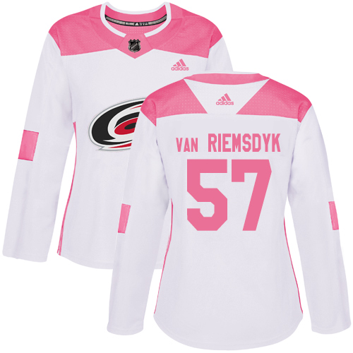 Women's Adidas Carolina Hurricanes #57 Trevor Van Riemsdyk Authentic White/Pink Fashion NHL Jersey