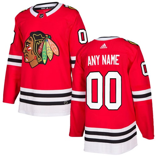 Men's Adidas Chicago Blackhawks Customized Authentic Red Home NHL Jersey