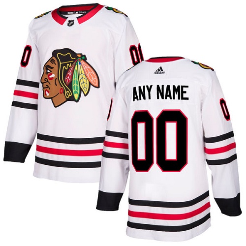 Men's Adidas Chicago Blackhawks Customized Premier White Away NHL Jersey
