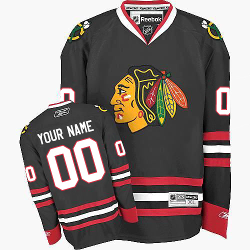 Men's Reebok Chicago Blackhawks Customized Authentic Black Third NHL Jersey