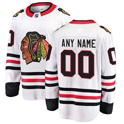 Youth Chicago Blackhawks Customized Authentic White Away Fanatics Branded Breakaway NHL Jersey