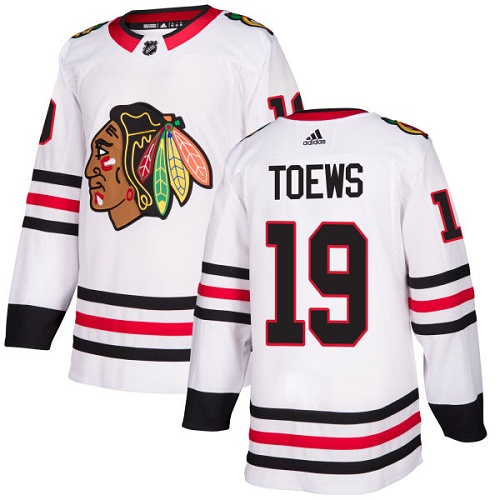 Men's Adidas Chicago Blackhawks #19 Jonathan Toews Authentic White Away NHL Jersey