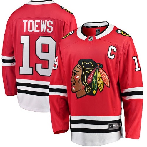 Men's Chicago Blackhawks #19 Jonathan Toews Authentic Red Home Fanatics Branded Breakaway NHL Jersey