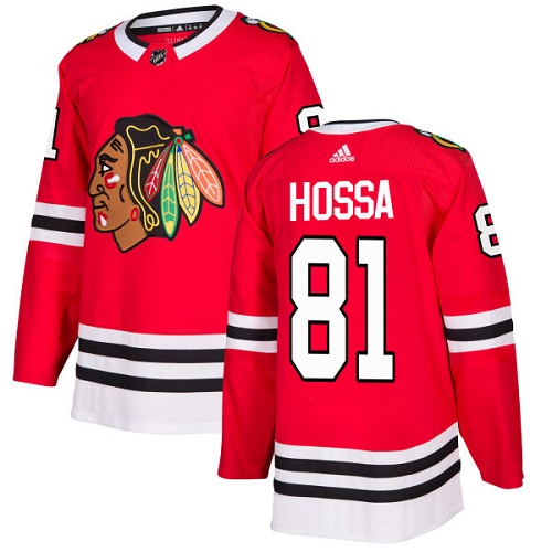 Men's Adidas Chicago Blackhawks #81 Marian Hossa Authentic Red Home NHL Jersey