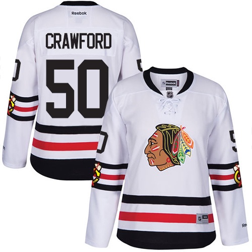 Women's Reebok Chicago Blackhawks #50 Corey Crawford Premier White 2017 Winter Classic NHL Jersey