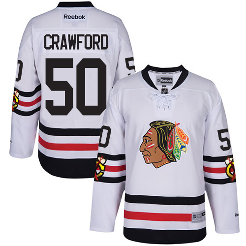 Men's Reebok Chicago Blackhawks #50 Corey Crawford Premier White 2017 Winter Classic NHL Jersey