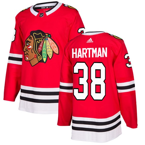 Men's Adidas Chicago Blackhawks #38 Ryan Hartman Premier Red Home NHL Jersey