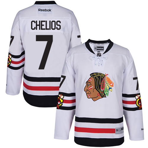 Men's Reebok Chicago Blackhawks #7 Chris Chelios Premier White 2017 Winter Classic NHL Jersey