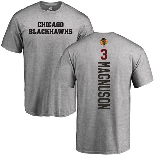 NHL Adidas Chicago Blackhawks #3 Keith Magnuson Ash Backer T-Shirt