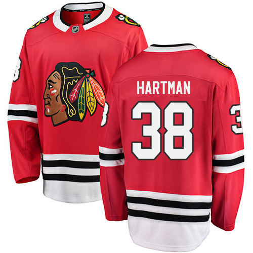 Men's Chicago Blackhawks #38 Ryan Hartman Authentic Red Home Fanatics Branded Breakaway NHL Jersey