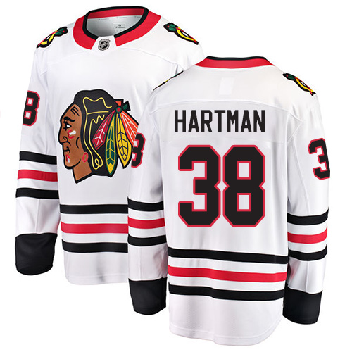 Men's Chicago Blackhawks #38 Ryan Hartman Authentic White Away Fanatics Branded Breakaway NHL Jersey