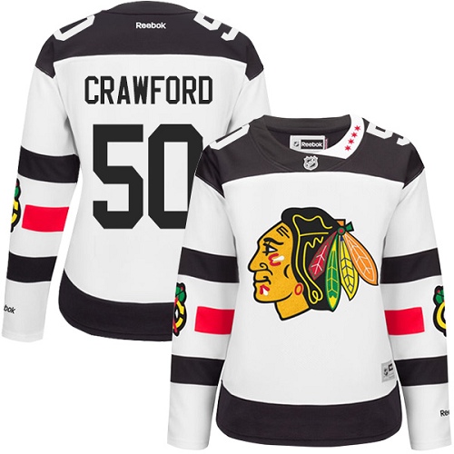 Women's Reebok Chicago Blackhawks #50 Corey Crawford Premier White 2016 Stadium Series NHL Jersey