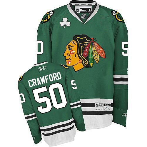 Men's Reebok Chicago Blackhawks #50 Corey Crawford Authentic Green NHL Jersey