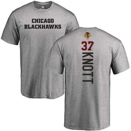 NHL Adidas Chicago Blackhawks #37 Graham Knott Ash Backer T-Shirt