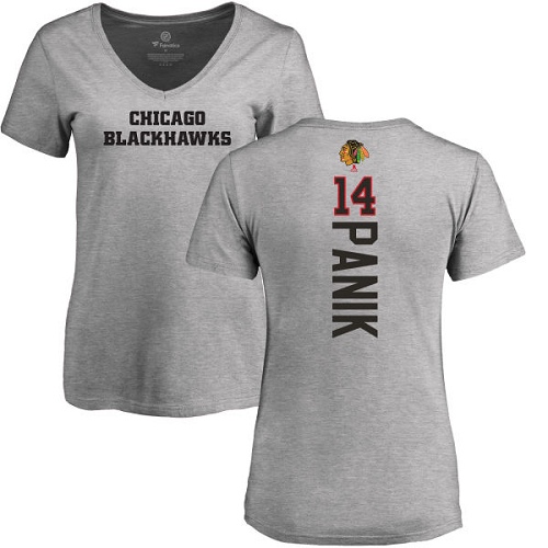 NHL Women's Adidas Chicago Blackhawks #14 Richard Panik Ash Backer T-Shirt