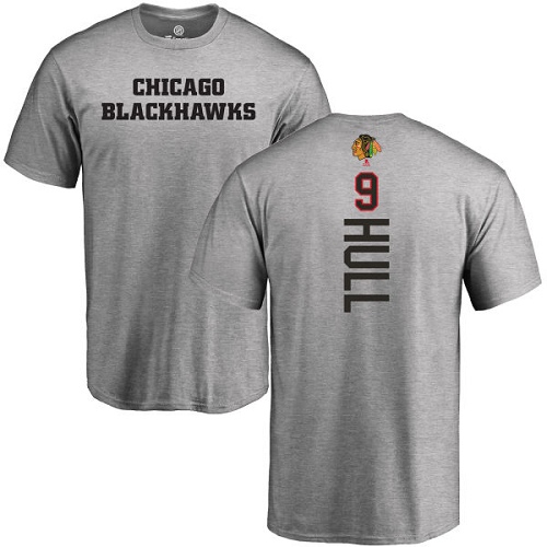 NHL Adidas Chicago Blackhawks #9 Bobby Hull Ash Backer T-Shirt