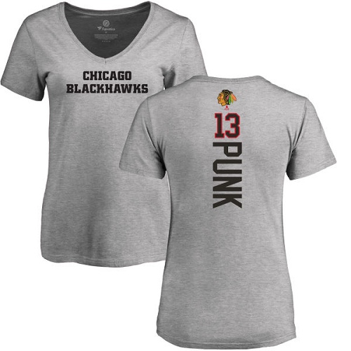 NHL Women's Adidas Chicago Blackhawks #13 CM Punk Ash Backer T-Shirt