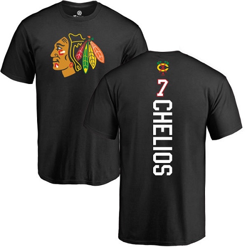 NHL Adidas Chicago Blackhawks #7 Chris Chelios Black Backer T-Shirt