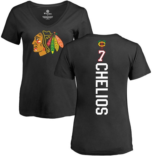 NHL Women's Adidas Chicago Blackhawks #7 Chris Chelios Black Backer T-Shirt