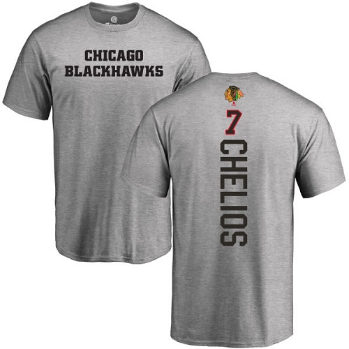 NHL Adidas Chicago Blackhawks #7 Chris Chelios Ash Backer T-Shirt