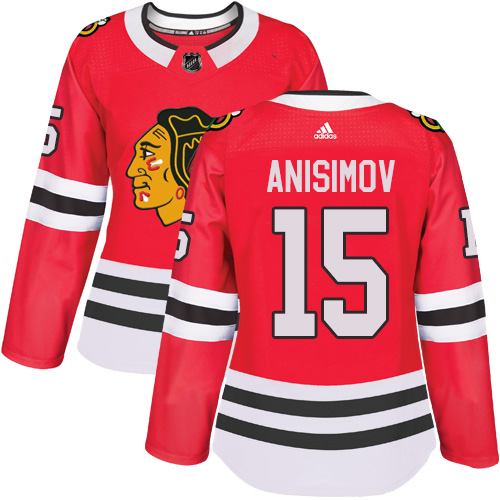 Women's Adidas Chicago Blackhawks #15 Artem Anisimov Authentic Red Home NHL Jersey