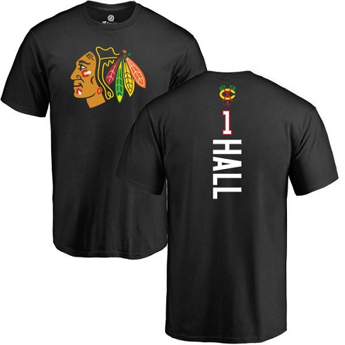 NHL Adidas Chicago Blackhawks #1 Glenn Hall Black Backer T-Shirt
