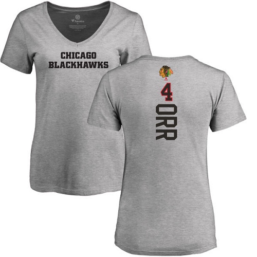 NHL Women's Adidas Chicago Blackhawks #4 Bobby Orr Ash Backer T-Shirt