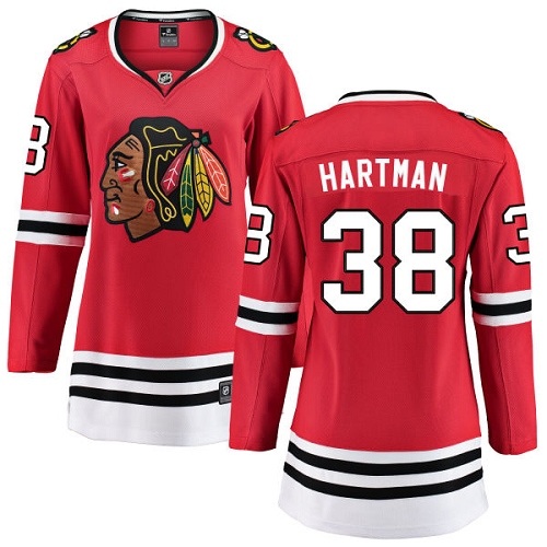 Women's Chicago Blackhawks #38 Ryan Hartman Authentic Red Home Fanatics Branded Breakaway NHL Jersey